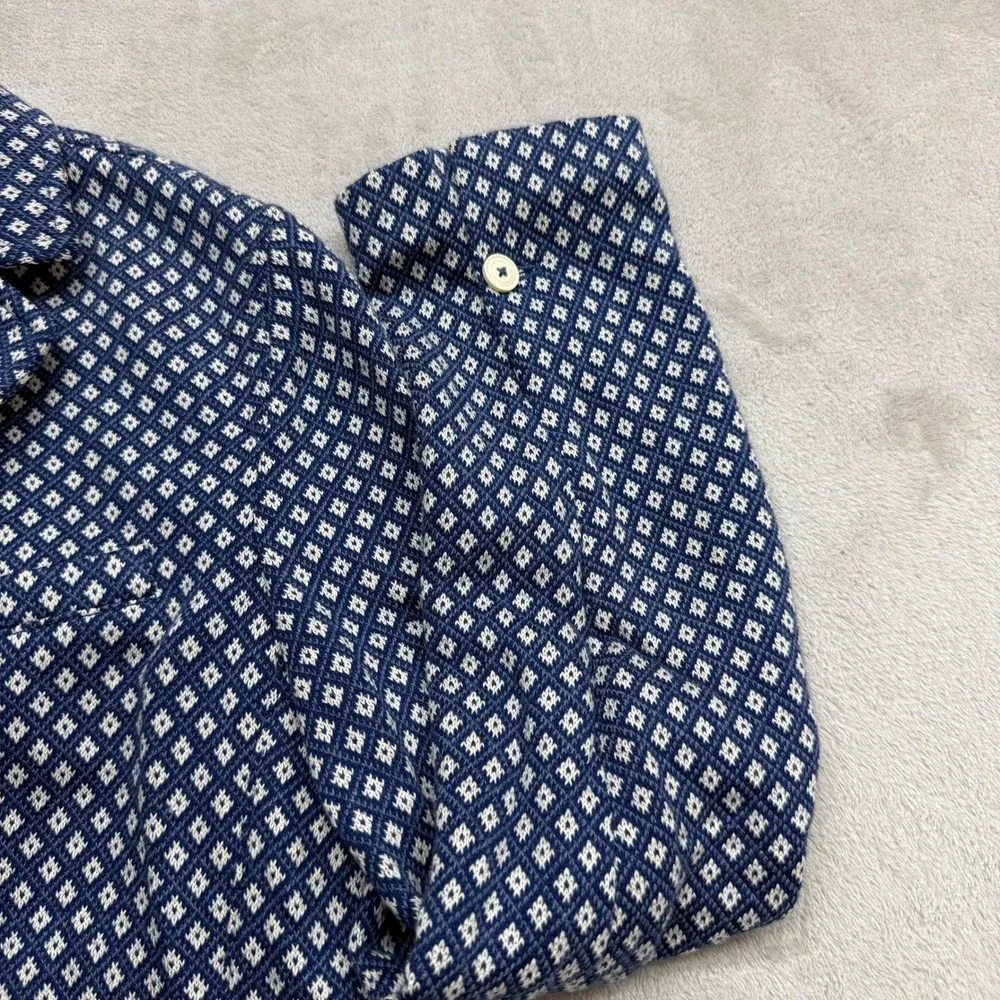 Circolo 1901 Blazer Women 48 US12 Blue White Knit Geometric Diamond Quiet Luxury